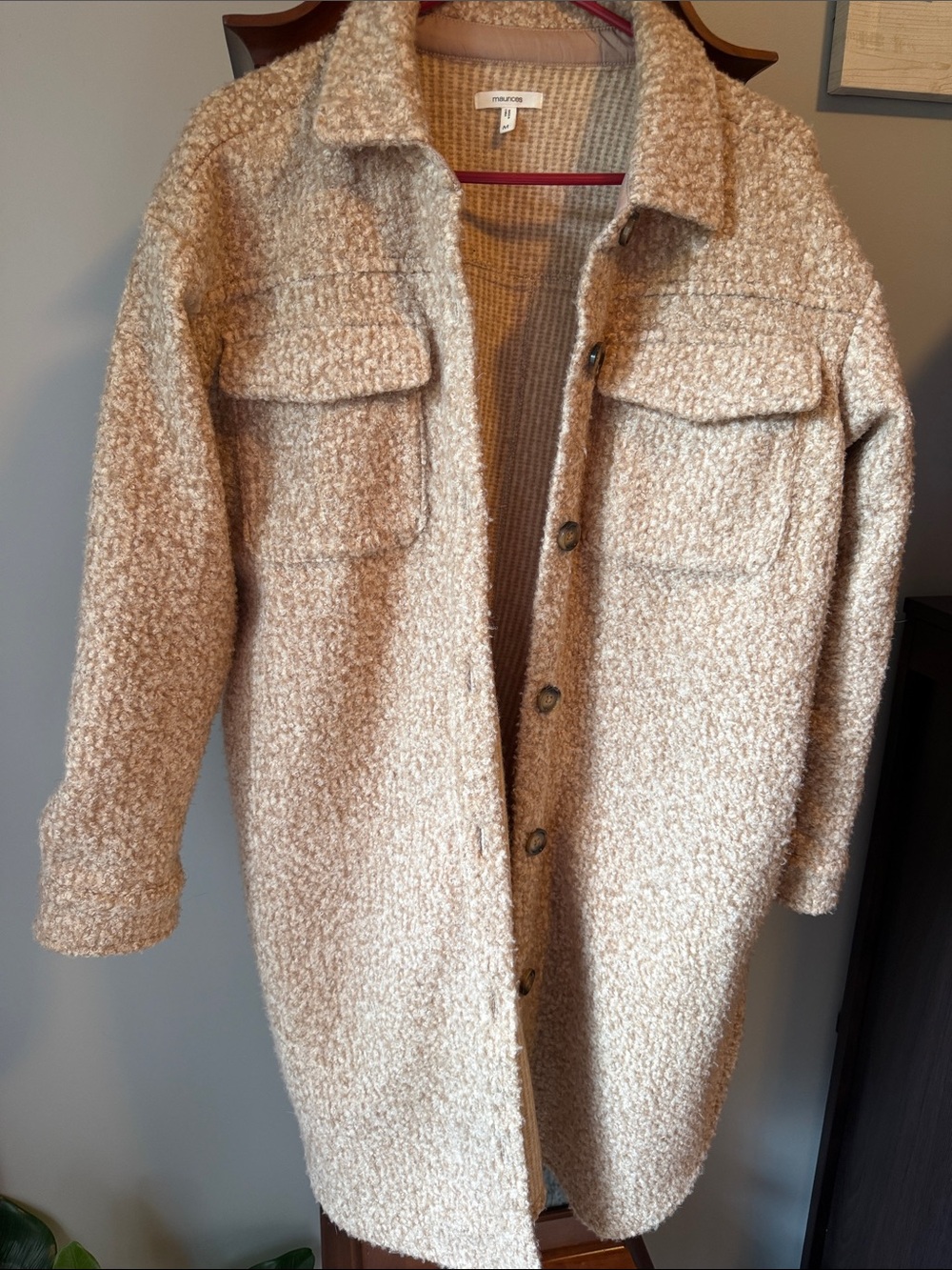 Maurices Cream Teddy Bouclé Jacket Coat